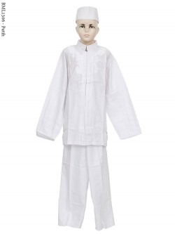 BML1306 (13-15) Baju Koko Anak Katun Putih Bordir 