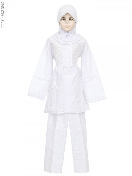 BMC1704 (7-12) Baju Anak Setelan Celana Putih