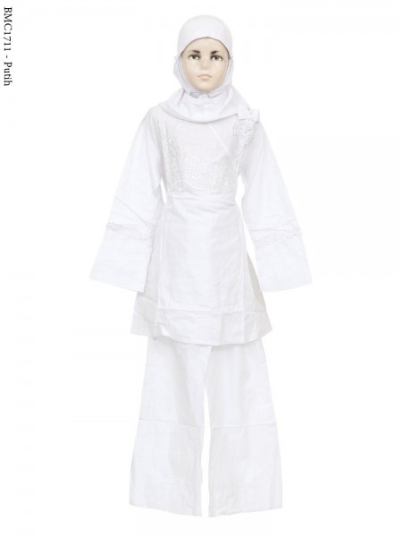 BMC1711 (7-12) Baju Anak Setelan Celana Putih