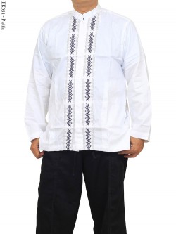 BK651 Baju Koko Albatar Putih Katun Bordir 