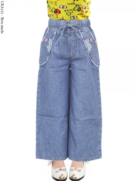 CKA121 Celana Kulot Jeans Anak List Motif