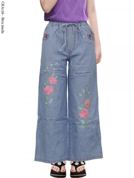 CKA126 Celana Kulot Jeans Anak Bordir Bunga