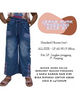 CKA133 Celana Kulot Jeans Anak Tanggung Kancing