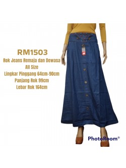 RM1503 Rok Jeans Remaja List motif Bunga